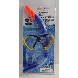 Adult Mask & Snorkel Set - Blue/Yellow/Black - Cayman Swim Gear Sport NEW SEALED